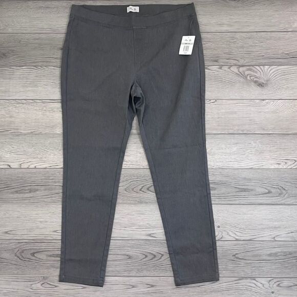 Pre Se Women Size 1X Gray Pull On Skinny Leg Stretch Ankle Pants NEW Office - Picture 1 of 6